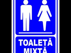 Indicator albastru toaleta mixta